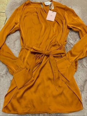 Hello Molly Satin Tie-Waist Mini Dress